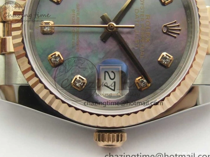 Best AAA Replica Sites 116231 Bracelet Diam on GMF Dial Wrapped 904 3274 SS RG Black FashionForward 36mm SS Wrapped Jubilee A DateJust MOP RG 0121